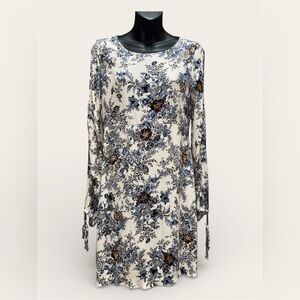 American Eagle Outfitters Long Sleeve Mini Dress Blue Floral Print size S